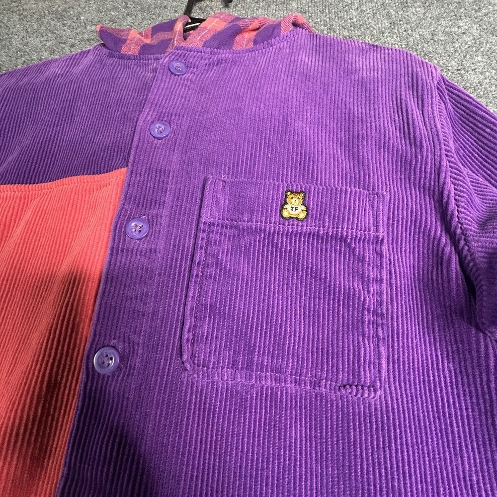 Teddy Fresh Corduroy Color‎ Block Jacket Hoodie Small Streetwear - Picture 4 of 7
